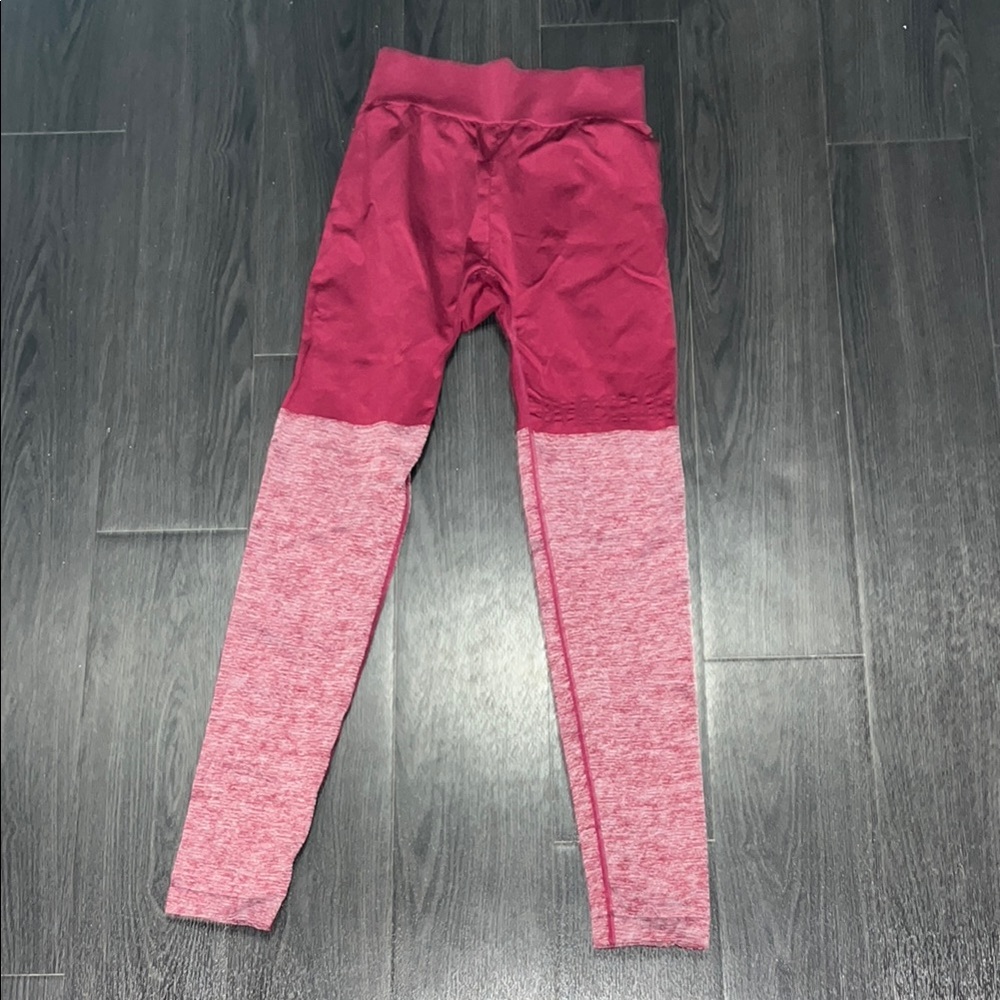 Gymshark Red and Pink Leggings Two-Tone Design
